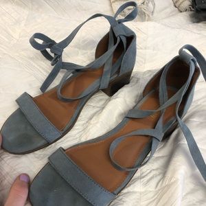 Blue “Brash” Lace-up Sandals with Small Heel
